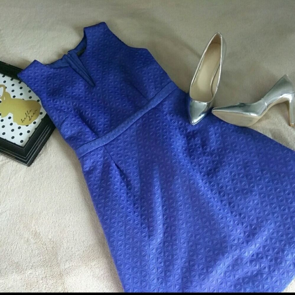 J. Crew blue textured jacquard sleeveless dress 6